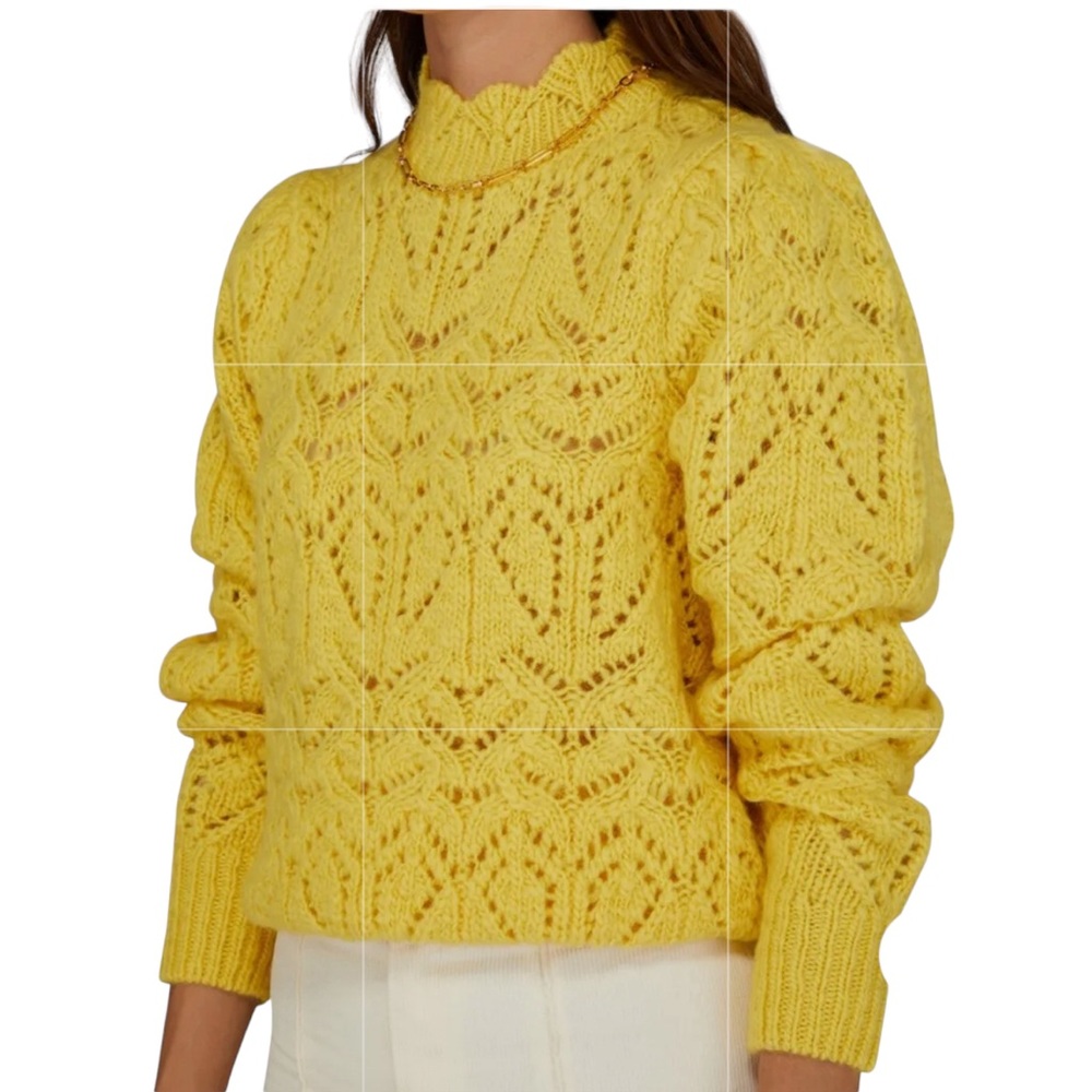 Isabel Marant Etoile Gaia Jumper Wool Knit Sweater Yellow FR 42 XL NWT PU1928
